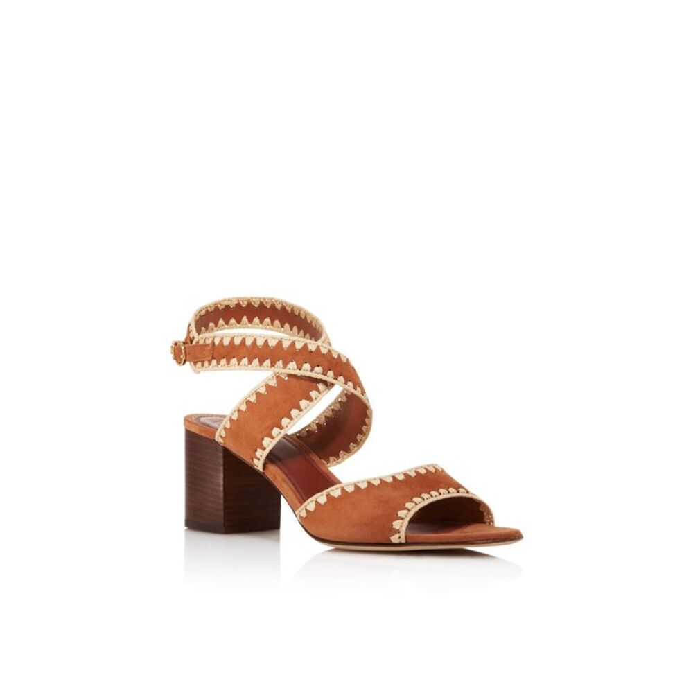 NWT TORY BURCH Womens Brown Arianne Toe Block Heel Leather Slingback Sandal 6 M
